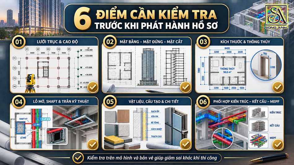 Sáu điểm cần kiểm tra trước khi phát hành hồ sơ kiến trúc cao tầng